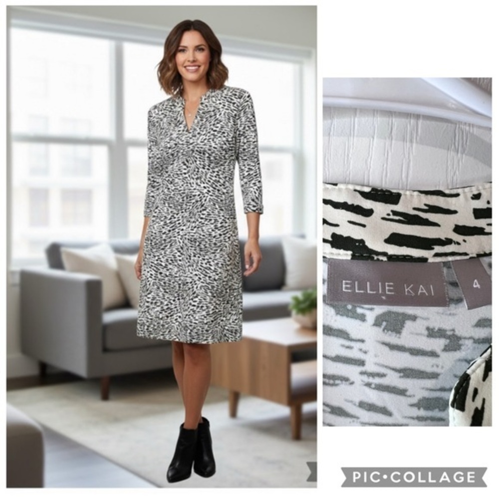 Ellie Kai zebra printed long sleeves dress size 4